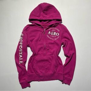 Aeropostale Fuchsia Zip-Up Hoodie medium y2k half zip